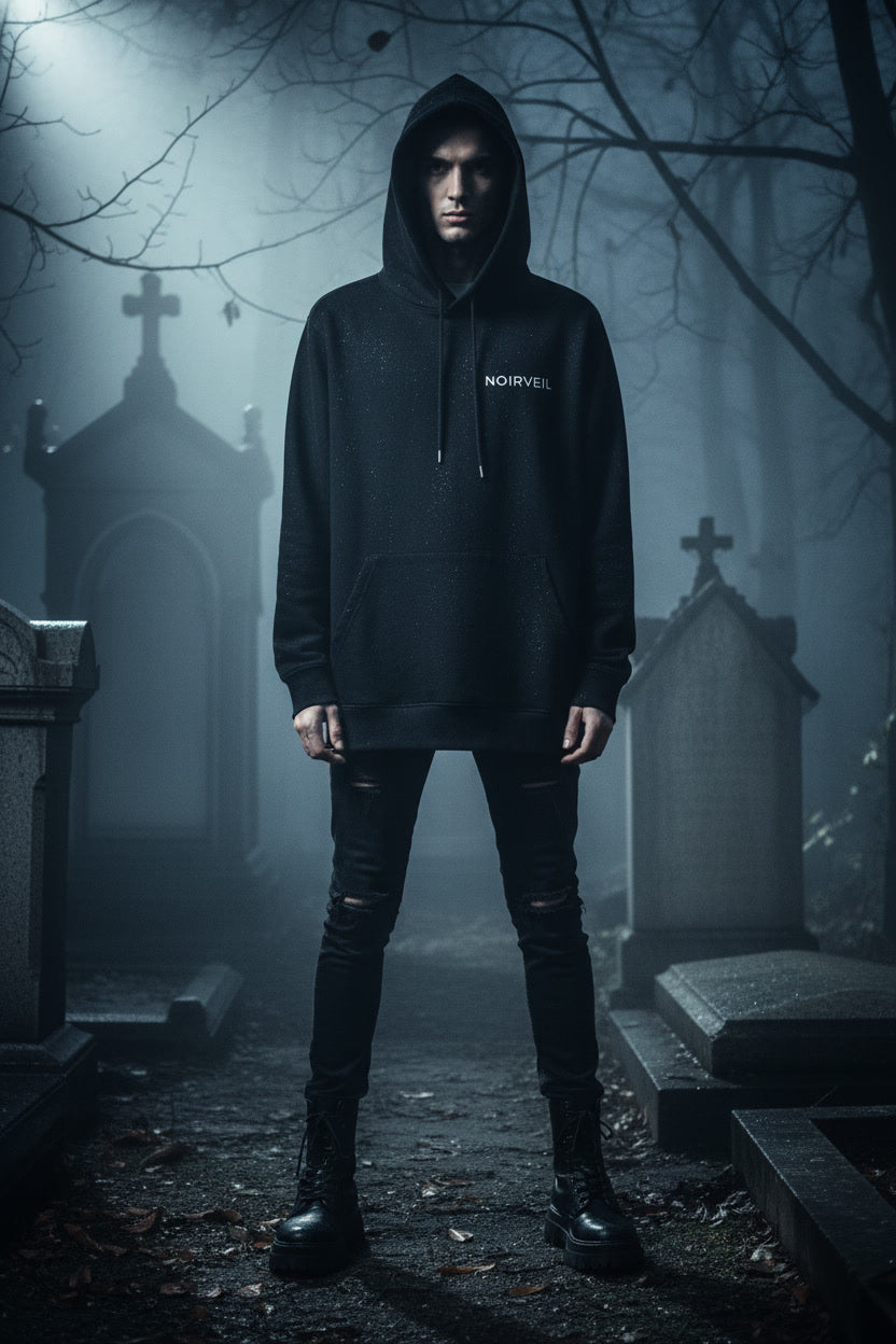 NOIRVEIL Essential Hoodie – Dark Minimalist Premium Unisex Hoodie